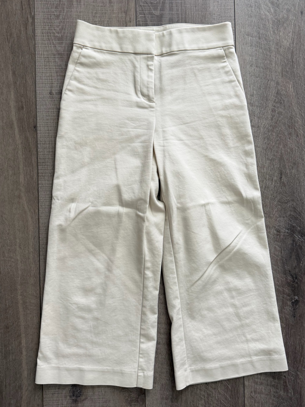 LOFT Cream Wide-Leg Crop Pants